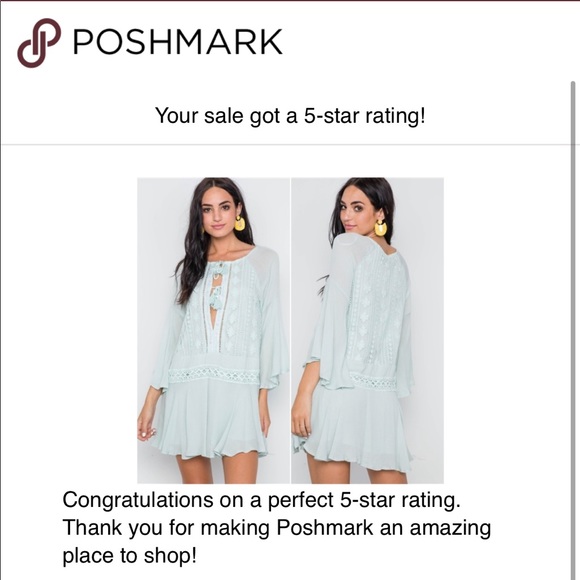 MINT BELL SLEEVE CROCHET TRIM MINI BOHO DRESS - Picture 4 of 8